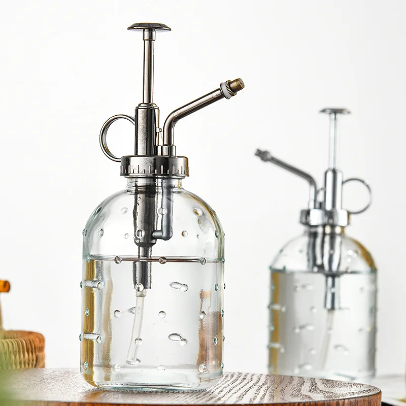 350ml Plant Flower Glass Garden Watering Spray Bottle Push-type Watering Can Retro High Atomization Nozzle Bottle 6