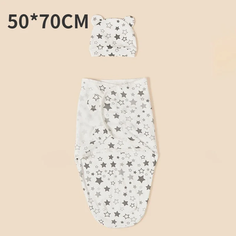 Baby Anti-shock Swaddle Cotton Printed Wrap Spring/Summer Baby Wrap Two-piece Baby Anti-kick Blanket Suitable for 0-3 Months 2