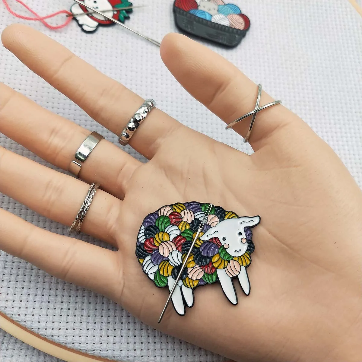 Needle Minder Magnetic Needle Nanny, Cute Sheep / Cat Cross Stitch Embroidery Needlework Accessories, Needle Holders Needle Art - 4