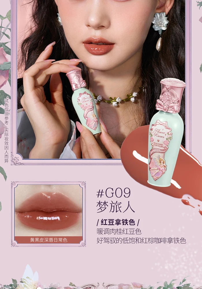 Flower Knows Midsummer Night Series Mirror Lip Gloss Film-forming Lip Balm Moisturizing Long Lasting Non-sticky ALL Lips Makeup