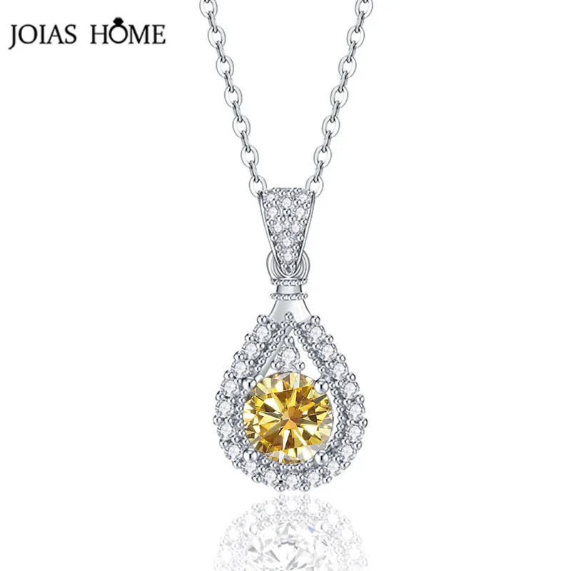 

JoiasHome Classic Style 0.5CT/1CT Moissanite Pendant Necklace For Women 925 Sterling Silver Water Drop Pendant Ladies Necklace