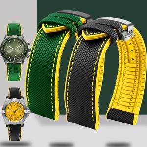 Ремешок нейлоновый для наручных часов Breitling Omega IWC Mark, желтый резиновый браслет для мужчин, водонепроницаемый браслет для наручных часов, 20 мм 22 мм 23 24 мм