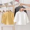 1pcs Spring Autumn Children's T-Shirts Baby Solid Color Warm Top Kid Half High Collar Long Sleeve Base Shirt Boys Girls Tshirts 2