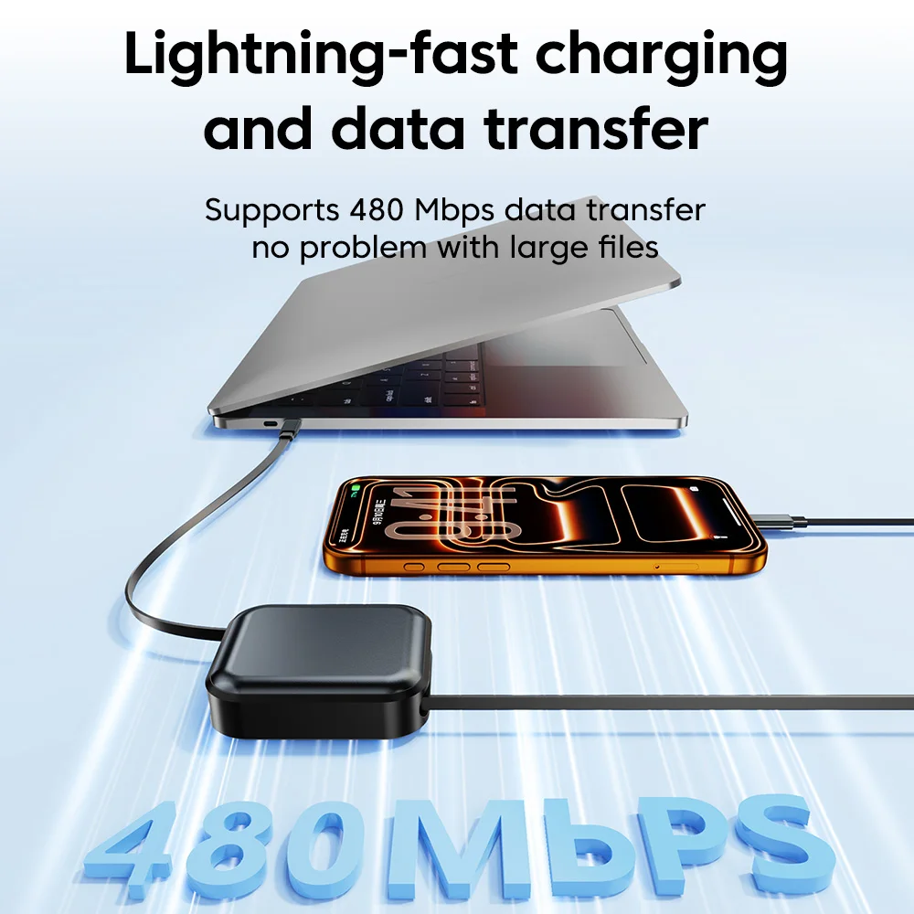 맥북 아이패드용 접이식 240W USB C 케이블, 아이폰 17 16 15 프로 맥스용 고속 충전 케이블, 삼성 USB C to USB C 데이터 케이블