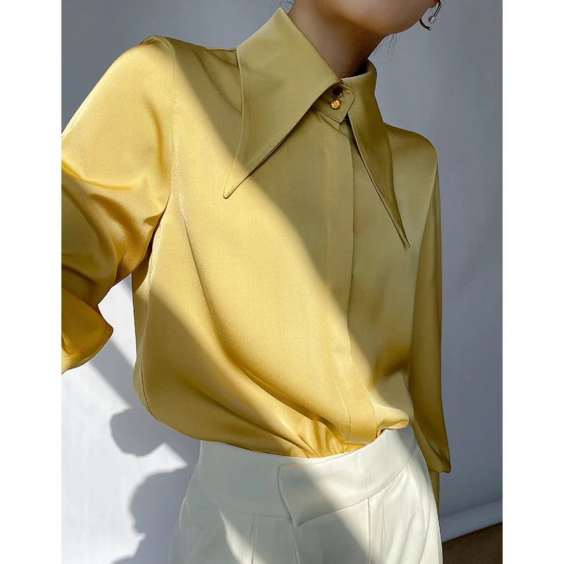 Autumn Vintage Women Blouse Elegant Office Lady Long Sleeve