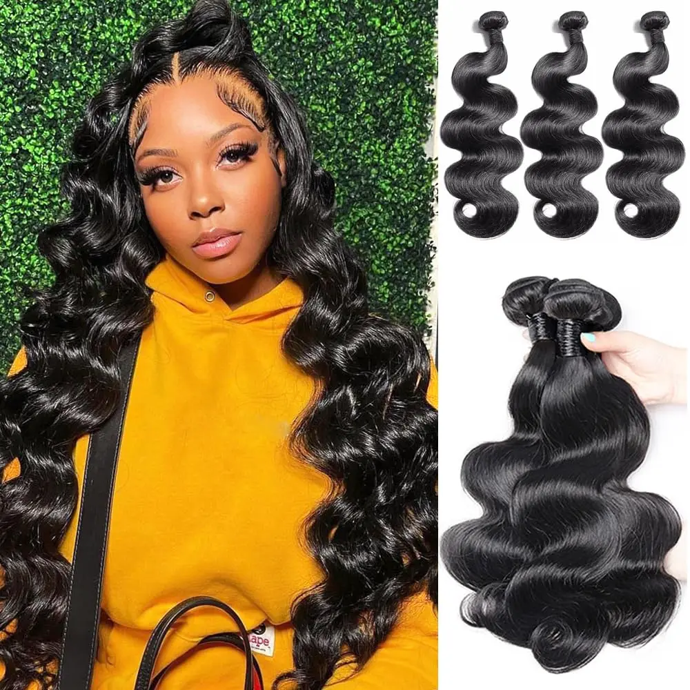 

Long Human Hair Bundles Body Wave Peruvian Hair Weaves 3/4 Bundles Deals Body Wave 8-32 Inches Bundles Hair Extensions