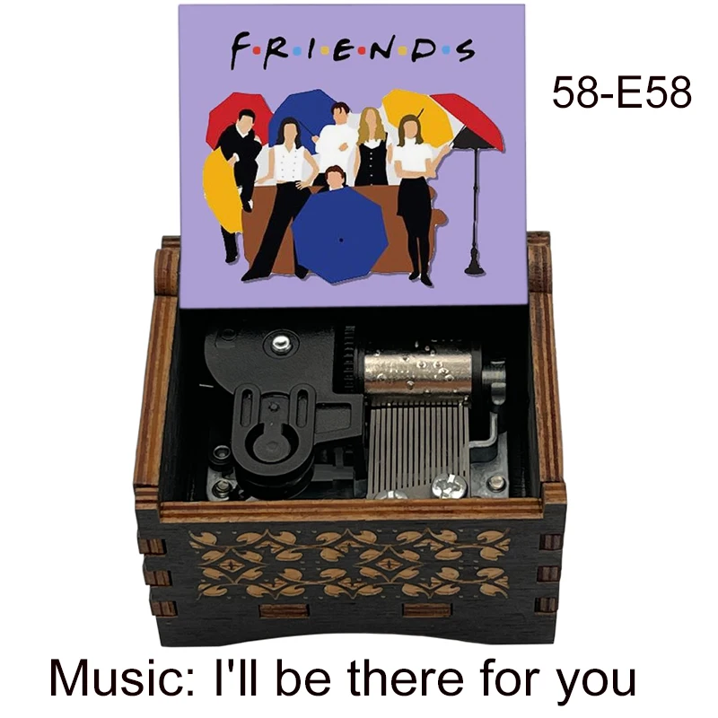Sitcom Friends Wooden Music Box DIY Musical I Will Be There for You Mechanical Friendship Souvenir Christmas Party New Year Gift