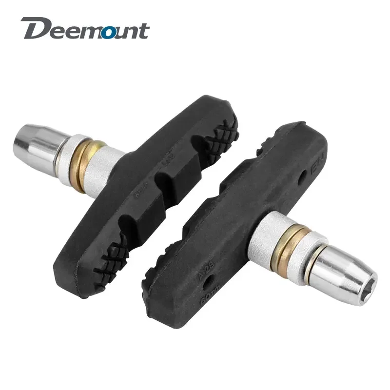 Brake Pads Deemount V-Brake Pads 60mm Threaded MTB Mountain Bicycle Brake Shoes for Linear Pull Brakes All Weathers