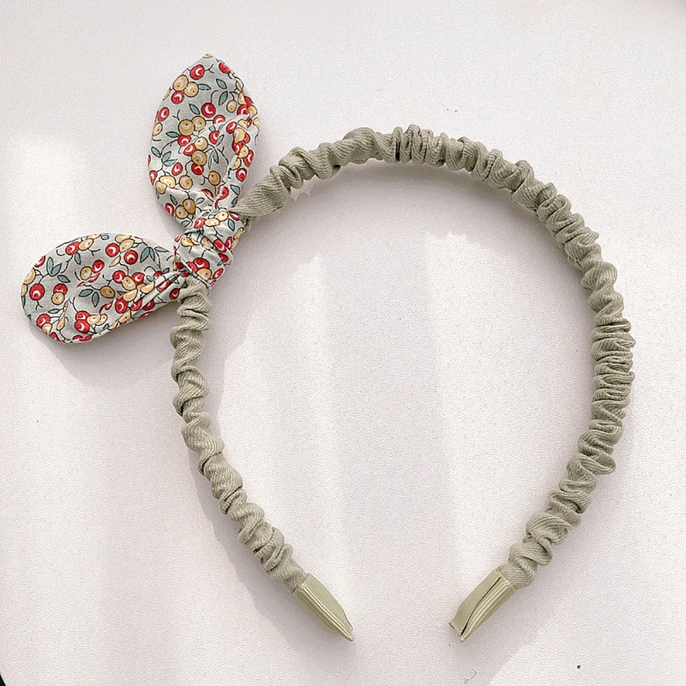 Lovely Girls Kids Rabbit Ears Flowers Printed Hairband Hair Accessories Bowknot Headband Hair Hoops