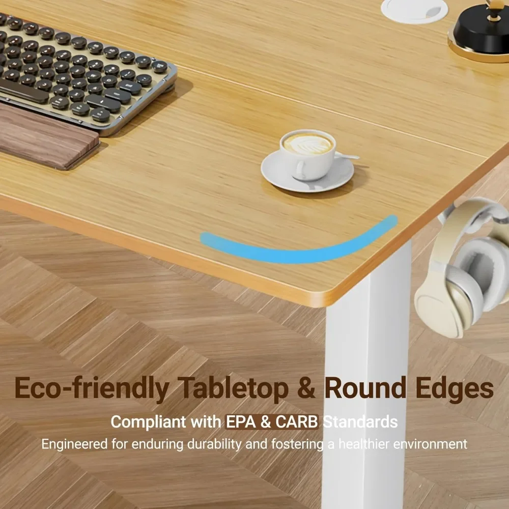 New2025-Electric Adjustable Height Standing Desk - 40 x 24 inch Sit to Stand Up Desk with Splice Board, Rising Home Office Compu