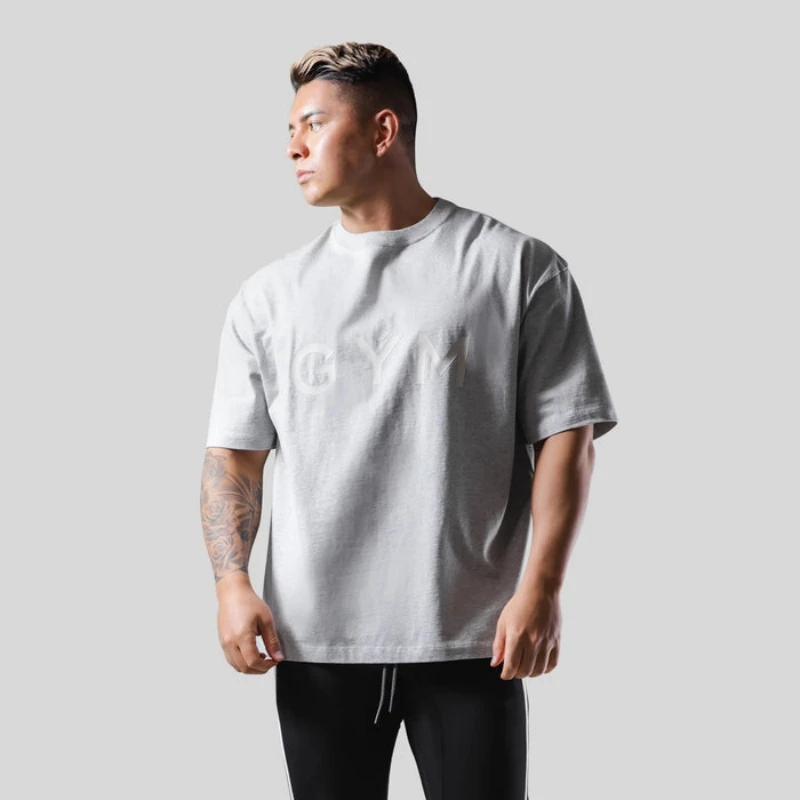 M-3XL Gym T-shirt Men Cotton Sports Short Sleeve Running T Shirt Fitness Loose Workout Tees Tops Summer Bodybuilding Clothing 2