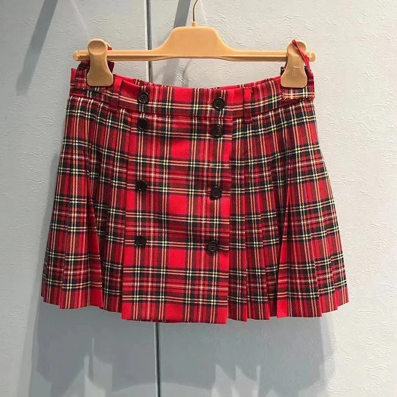 thumbnail image 1 of Minifalda a cuadros YMiu de estilo nuevo para primavera y verano, estilo británico, para estudiantes, adelgazante, dulce, versátil y única para mujer, 1 of 5