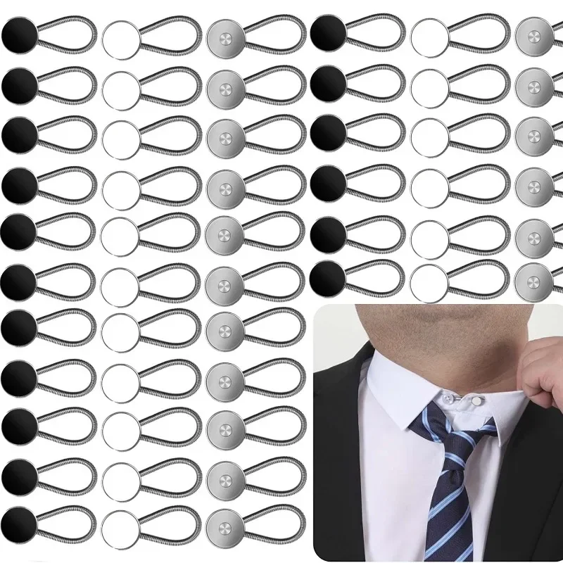

2Pcs Collar Extenders Metal Buttons Jeans Pants Waist Stretch Shirt Suit Tie Neck Expanders Flexible Lock Lengthen Buckle Gift