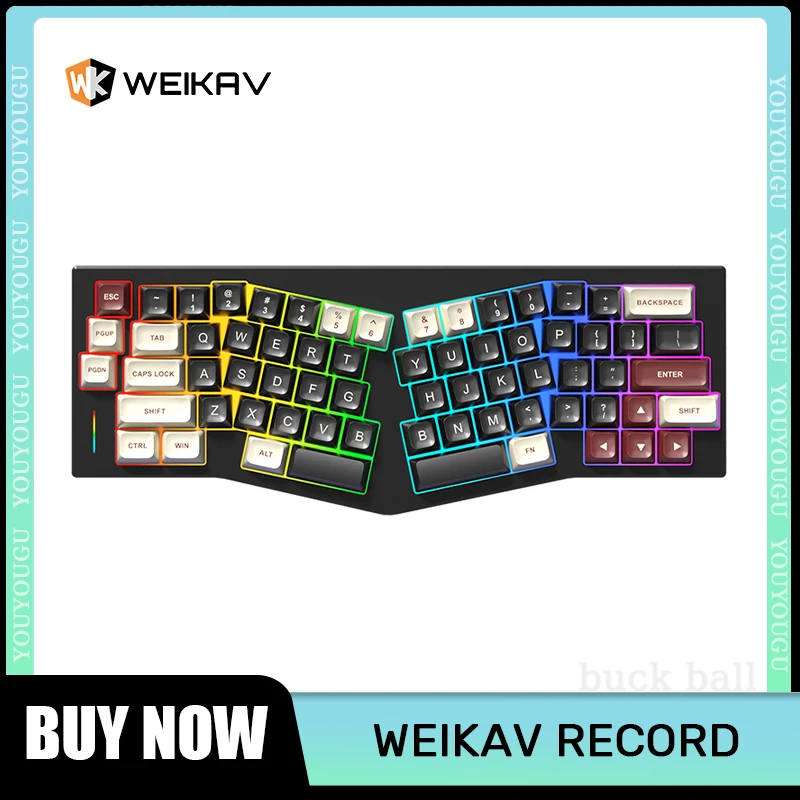 

Weikav Record Alice Wireless Mechanical Keyboard Aluminium Alloy Cnc Keyboard 68% Leaf-Spring Mount Gasket RGB VIA/QMK Keyboards