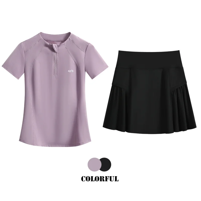 รูปสินค้า ชุดกีฬาผู้หญิง 2 ชิ้น กระโปรงเทนนิส Skort ฤดูร้อน 2025