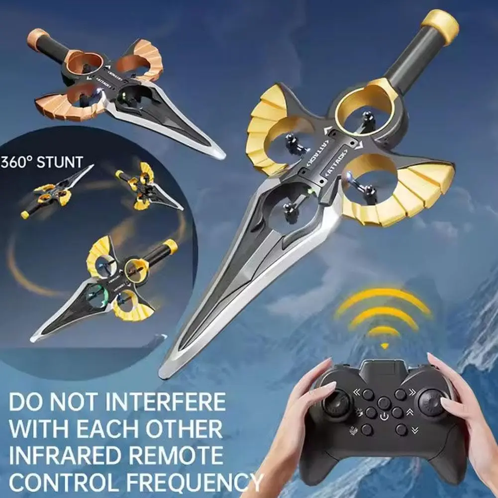 RC 플라잉 소드 드론 2.4G 핸드 제스처 컨트롤 스턴트 비행기 LED 조명, 리모컨 글라이더 비행기 장난감 어린이 선물