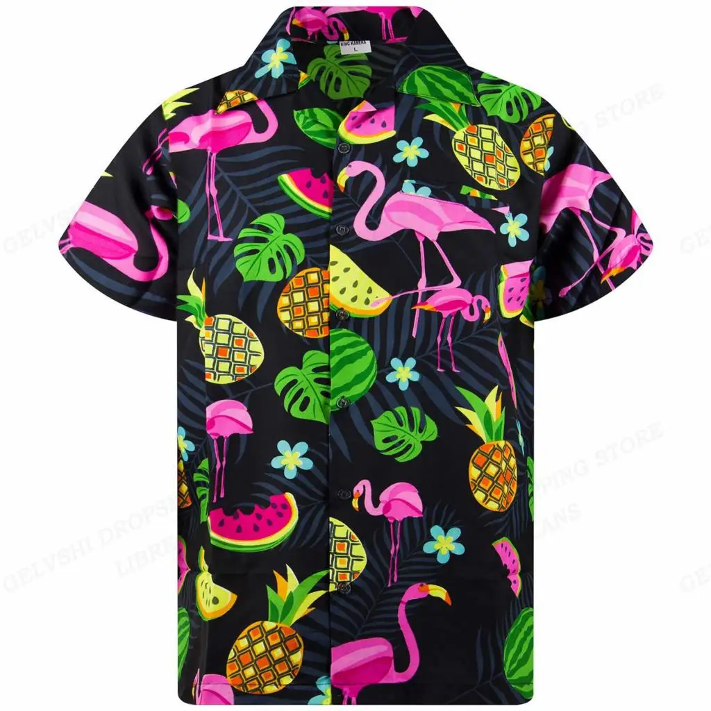 Flamingo-Hawaiian-Shirts-Beach-Summer-Men-s-Shirt-Tropic-Leaf-3D-Print ...