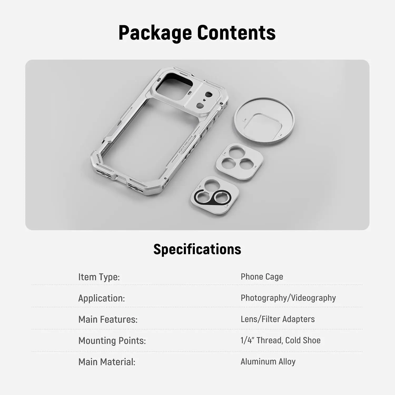 Phone Cage Video Rig Stabilizer For iPhone 17 Pro with 67mm Filter Ring, 17mm Le