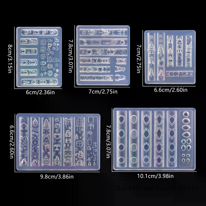 1pc 3D Christmas Silicone Nail Mold Snowman Christmas Tree Snowflake Nail Decorations DIY Manicure Mold Winter Festive Nail Art