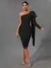 Bandage Dress Black Bodycon Dress Evening Party Elegant Sexy One Shoulder Birthday Club Outfit 1