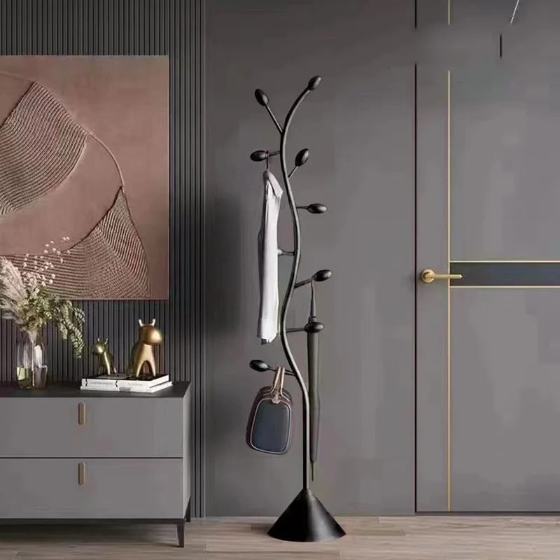 BlackMinimalistClothesRackMetalFloorBedroomHangersStandClothesRackHomeModern