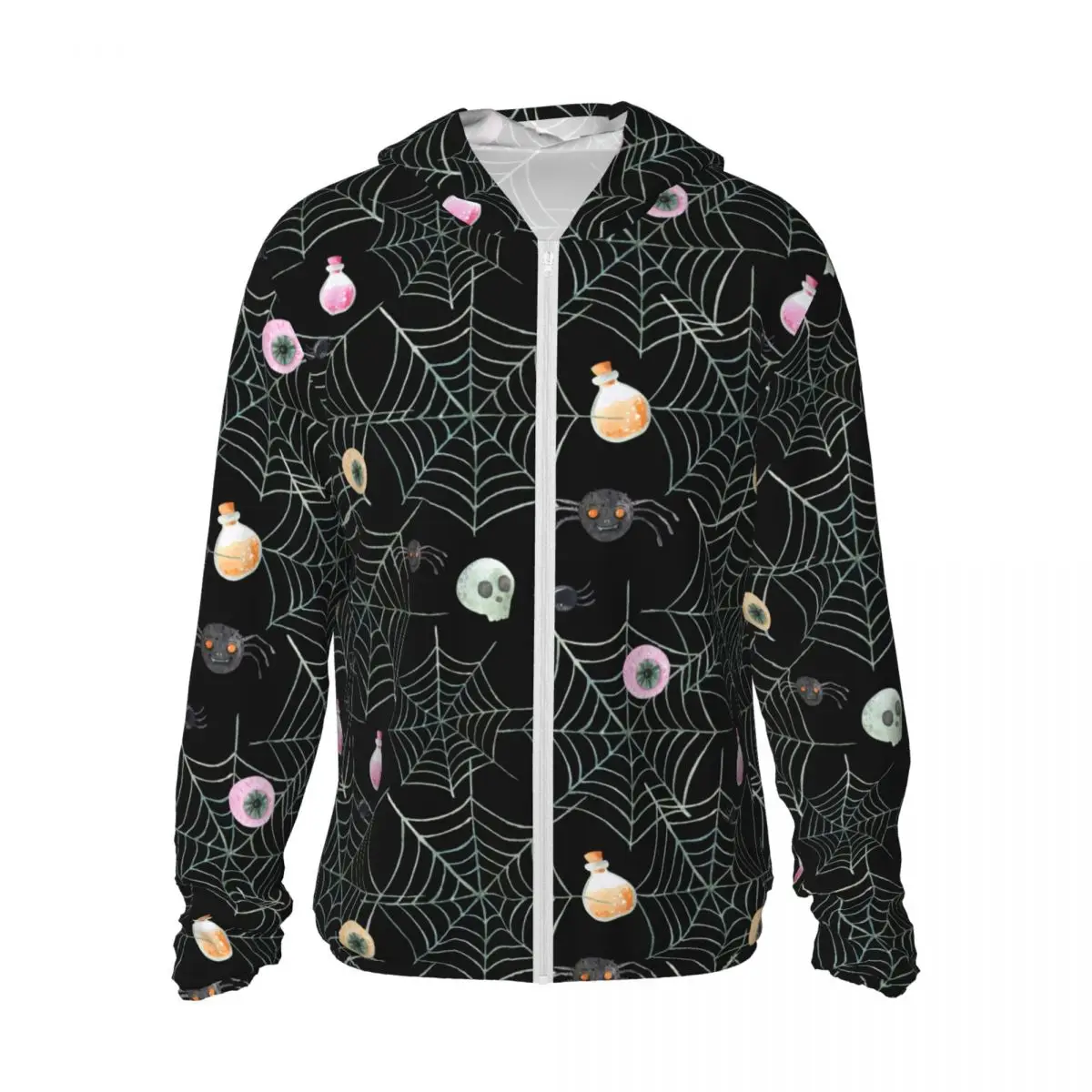 

Halloween Spiders 3D Print Ultra-Light Summer Hoodies Quick Dry Sun Protection Hooded Shirts
