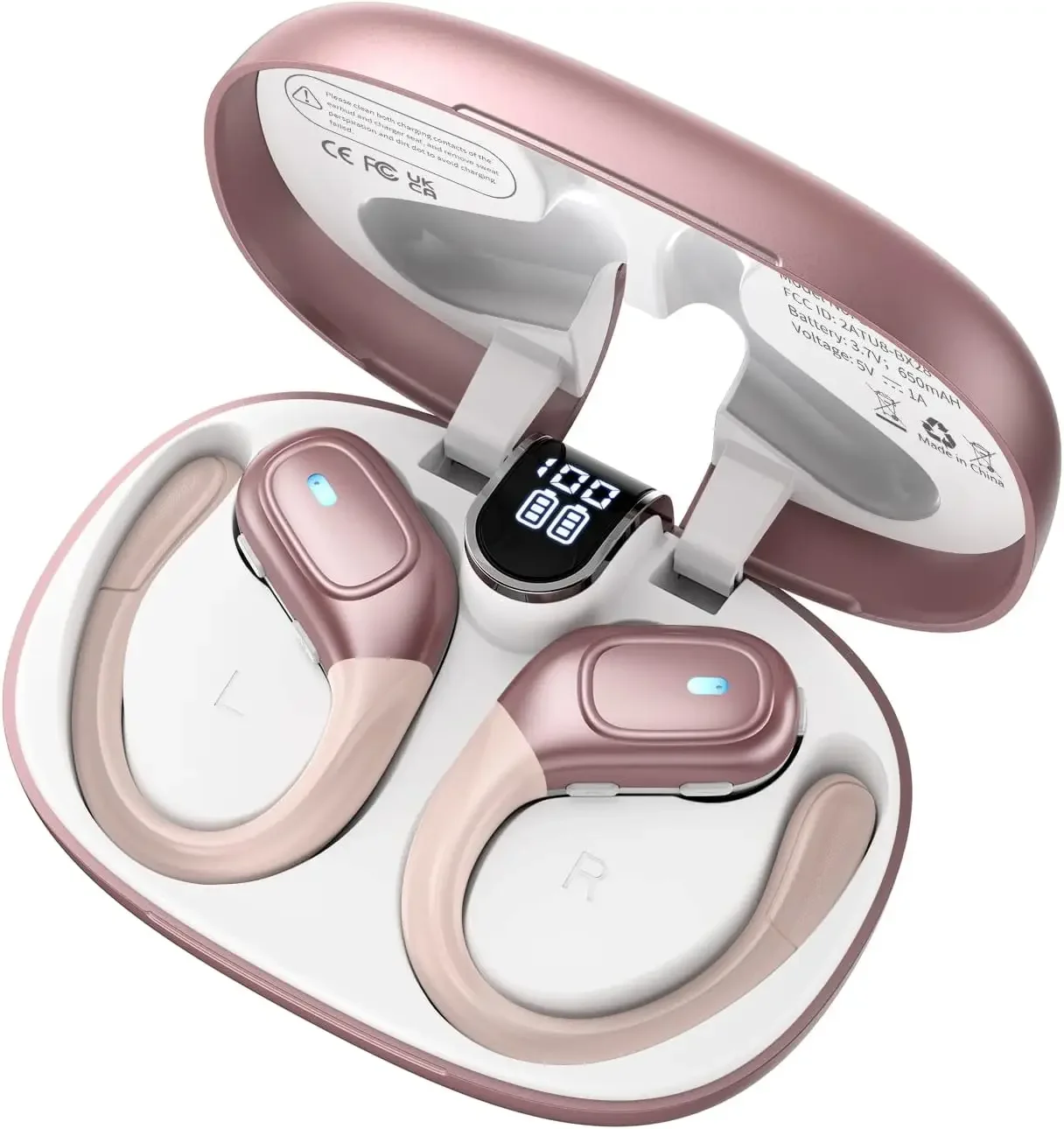 Enhanced Wireless Earbuds with ENC Noise Cancellation, Deep Bass, and LED Display - IP7 Waterproof Earhooks