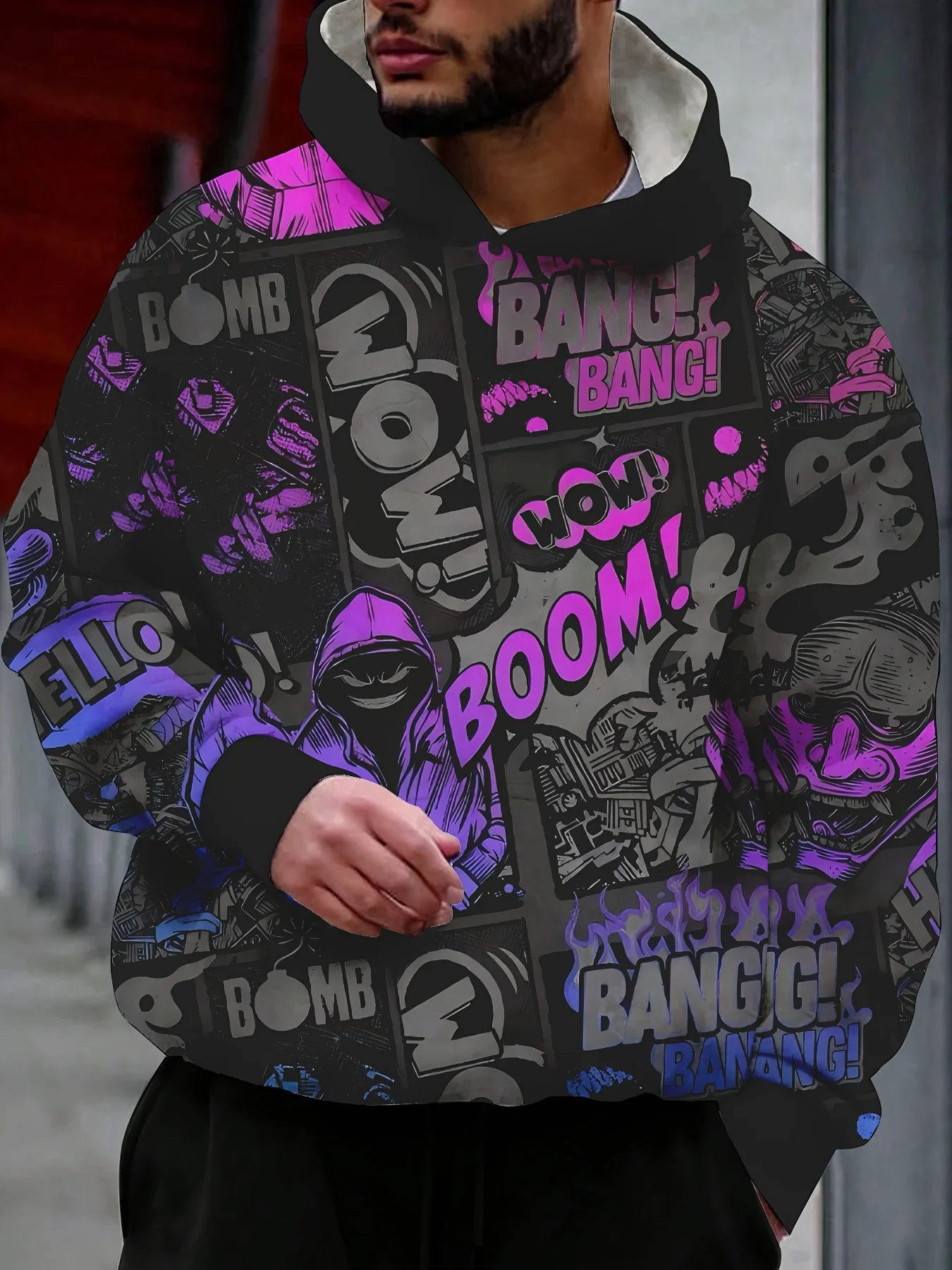 thumbnail image 1 of Sudadera con capucha para hombre, con estampado 3D, estilo graffiti, con cordón, ropa deportiva, camisetas de manga larga, jersey de calle, ropa para hombre, 1 of 4