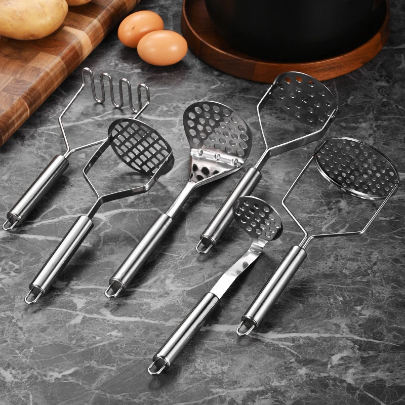 Manual Stainless Steel Potato Masher, Heavy Duty Fruit Vegetable Pressure Machine, Kitchen Food Crusher Easy To Clean Gadget