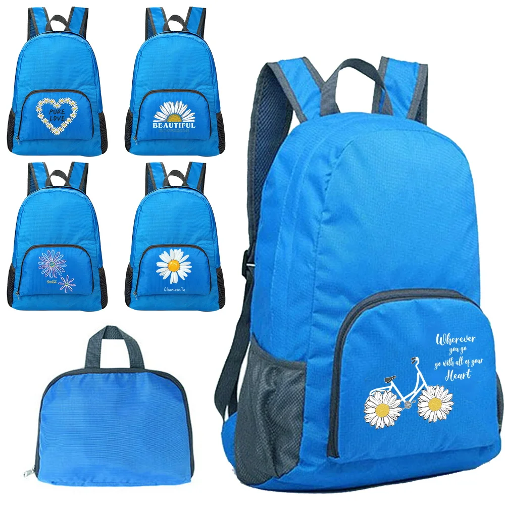 

Portable Foldable Backpack Women Sports Camping Hiking Ultralight Outdoor Daisy Pattern Climbing Travel Shoulders Backpacks