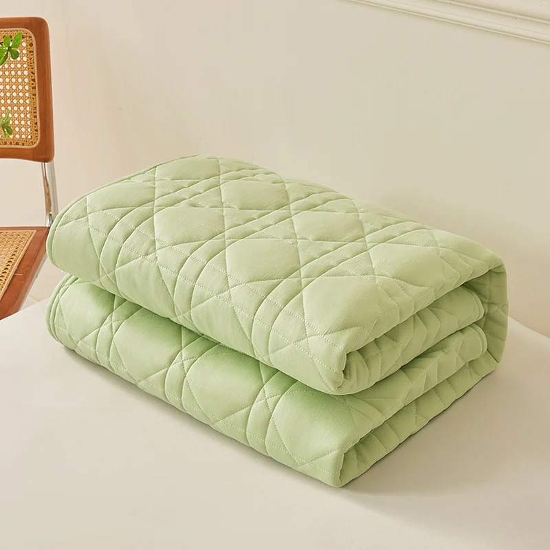 2025 New Solid Color Cotton Waterproof Bed Hat TPU Layer Green Mattress Cover Breathable Skin Friendly with Elastic Bedspread 6