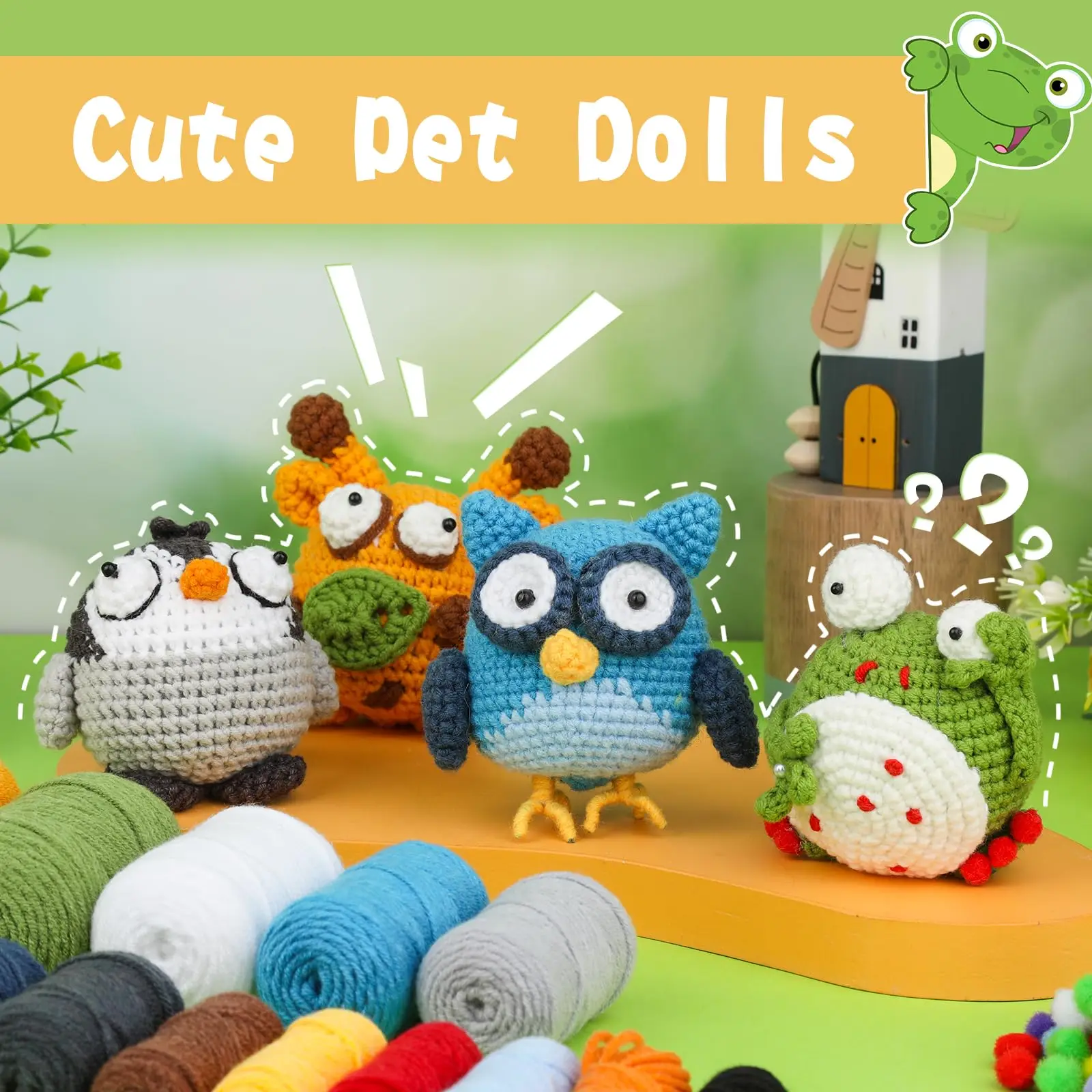Fenrry Animals Crochet Kit Beginners Knitting Crochet Hook Extra Yarn Video Tutorials 4PCS crochet kit crochet hooks