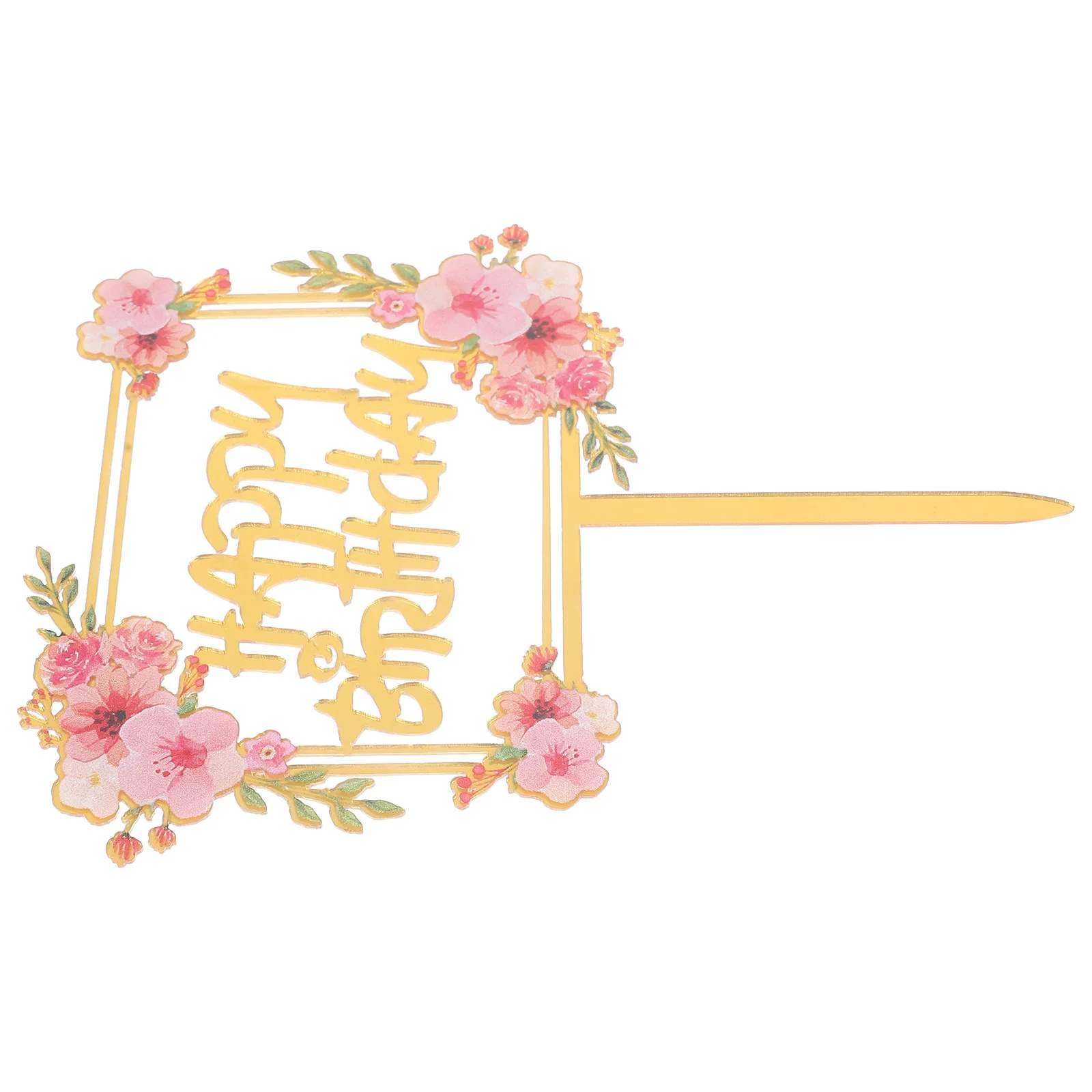 Cake Topperative Flag Decoration Baby Birthday Party Acrylic Cake Picks Metal Birthday Acrylic Happy Toppers Party