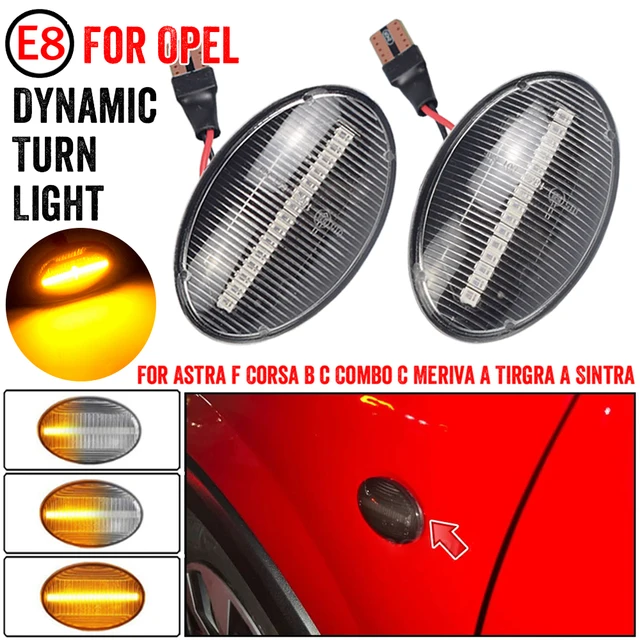 2Pcs Car Dynamic LED Side Marker Lihgt Turn Signal Lamp For Opel Corsa B C  Astra F Combo B C Meriva A Car Accessories