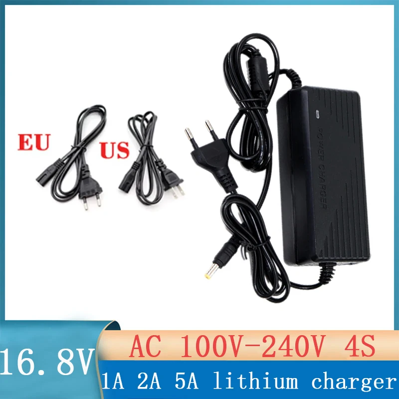 

16.8V 1A 2A 5A 4S lithium-ion battery charger AC 100-240V 18650 21700 14.4V 14.8V lithium polymer fast charging pool set EU US