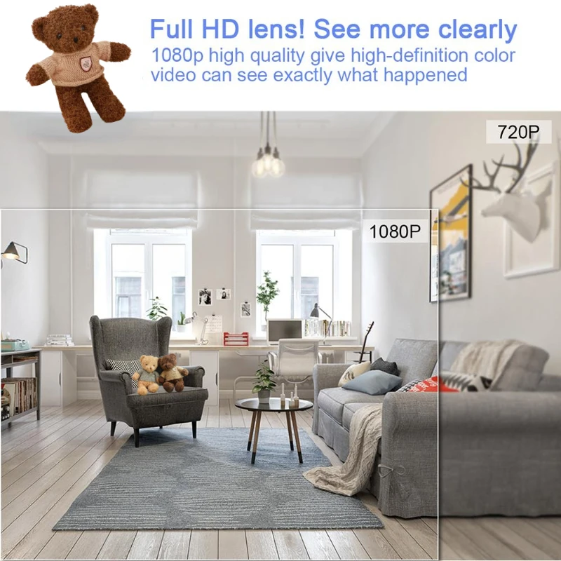 1080P HD Mini Camera WIFI Toy Muppet Camera Bear Plush Cam Motion Detection  Remote View Home Security Nanny Cam Baby Monitor - AliExpress