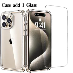 Ultimate Shockproof Silicone Case with 9H Tempered Glass Screen Protector - Crystal Clear for iPhone 16 Plus (Clear)