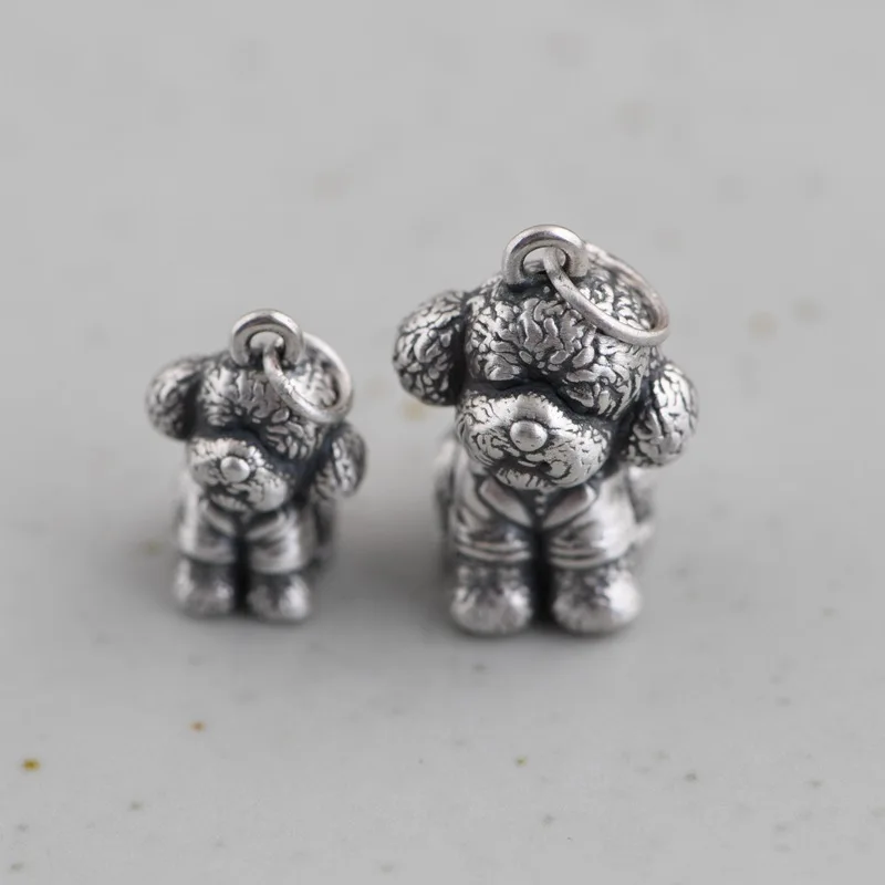 

Footsilver 999 Vintage Do Old Craft Pet Dog Teddy Cartoon Necklace Senior Sense Clavicle Chain Men's And Women's Fine Jewelry