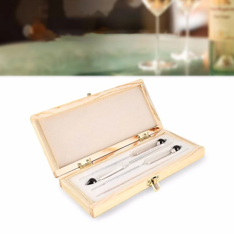 Hydrometer Alcoholmeter Set 0 to 100% Alcohol Meter Tester + Thermometer Wine Meter Vintage Alcohol Concentration Tool Alcohol Tester Alcohol Hydrometer