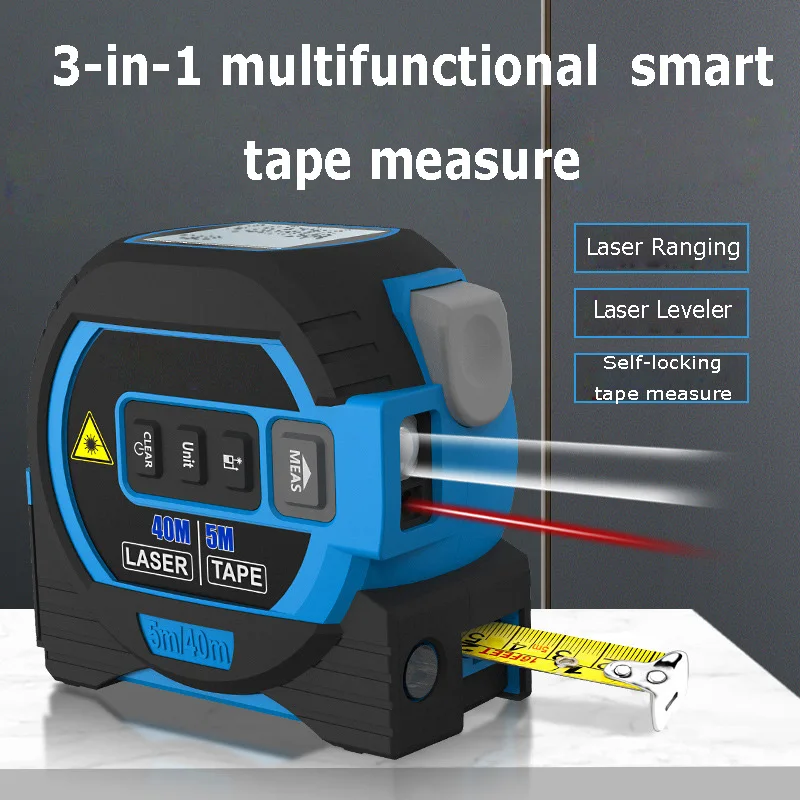 

High Precision Multifunction Smart Tape Measure Laser Leveler Self-locking Tape Measure Laser Distance Meter Construction Tools