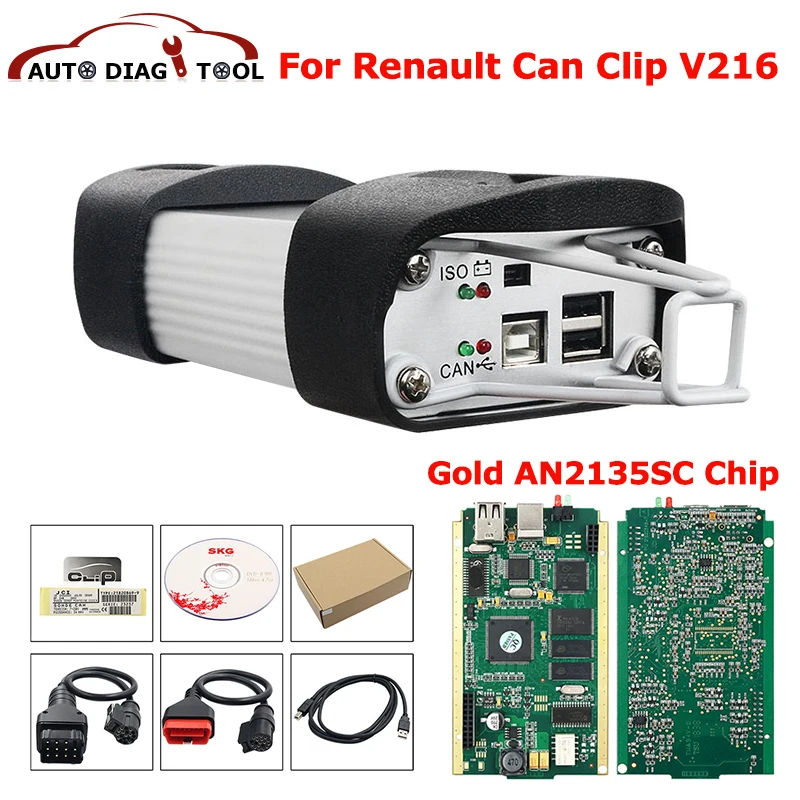 For Renault Can Clip V216 OBD2 Car Scanner AN2131QC AN2135SC Chip Gold