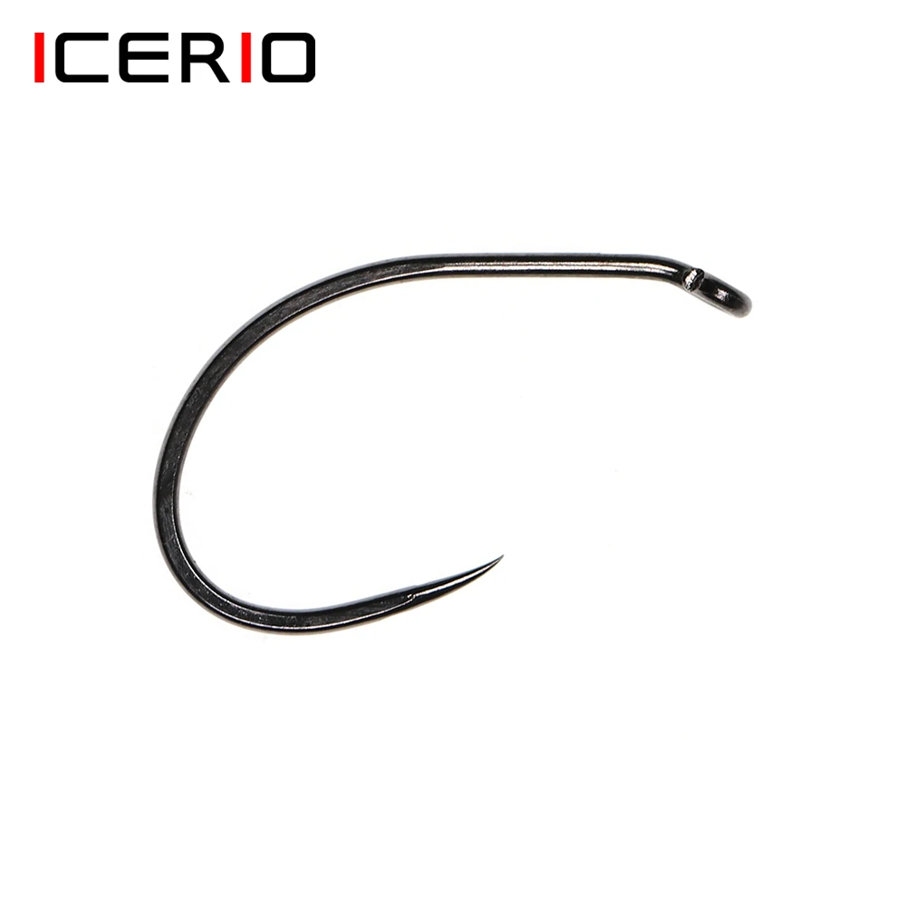 

ICERIO 30PCS Black-nickel Barbless Forged Curved Nymph Scuds Pupa Fly Tying Fishing Hook