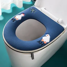 

Winter Warm Toilet Seat Cover With Handle Universal Toilet Cushion Thicken Plush Toilet Seat Ring Mat Zipper WC Mat Washable