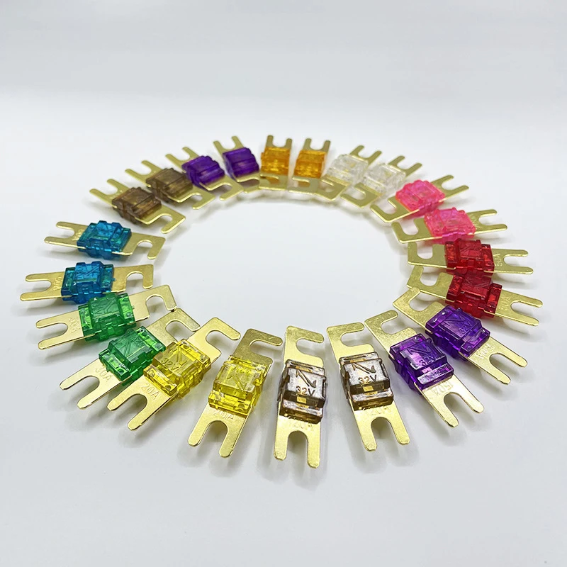 5PC Gold Plated Stud Car Fuses Mini Car Stereo Audio AFS Fuse 20A 30A 40A 50A 60A 70A 80A 100A 125A 150A 32V Auto Fuse Fuses Hot