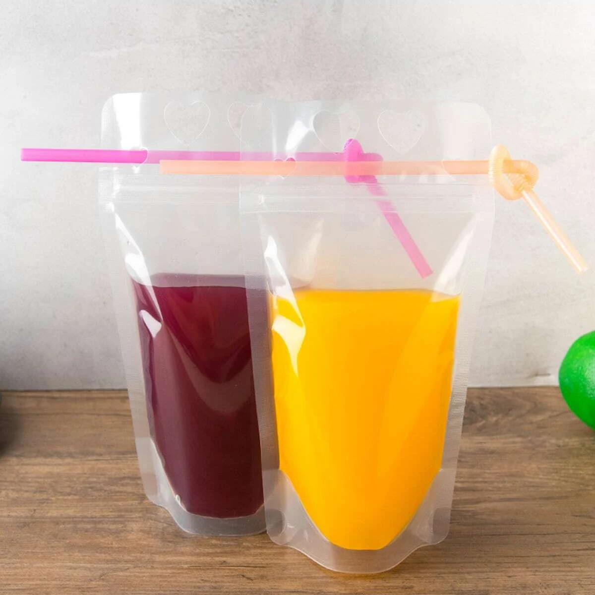 10pcs Portable Plastic Beverage Bag Reusable Adult Handheld