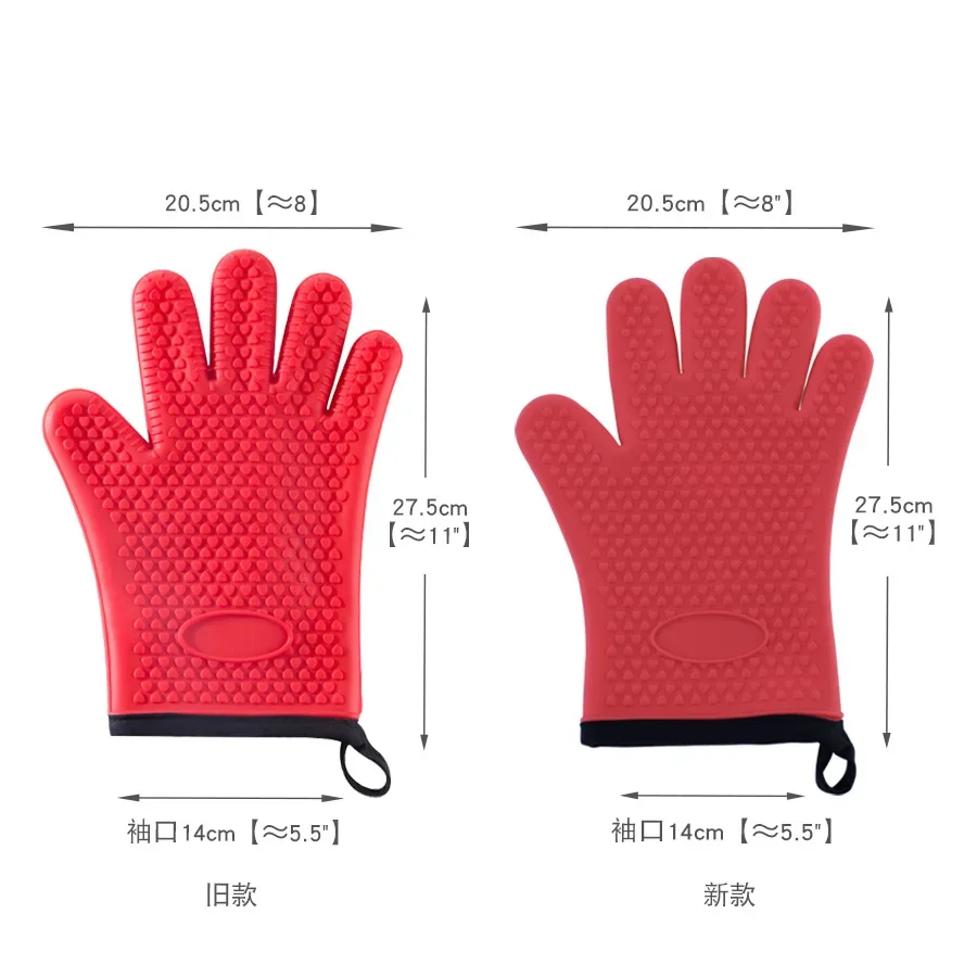 Silicone Oven Mitts Kitchen Gloves Silicone Oven Gloves Silicone Oven Protector Hand Bake Silicone Gloves Microwave Oven Baking Gloves Kitchen Anti-scald Anti-slip Silicone BBQ Oven Pot Holder