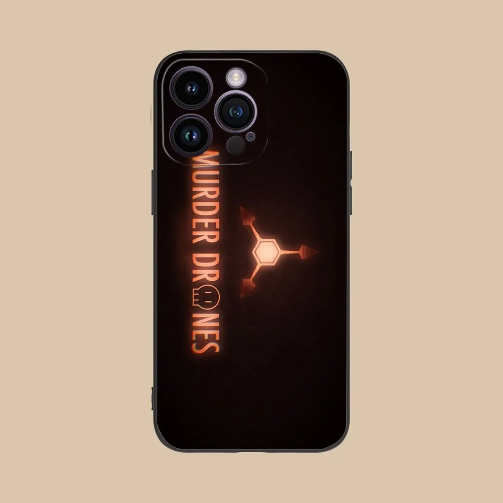 Sleek Black Soft Phone Cover - Murder Drones Design