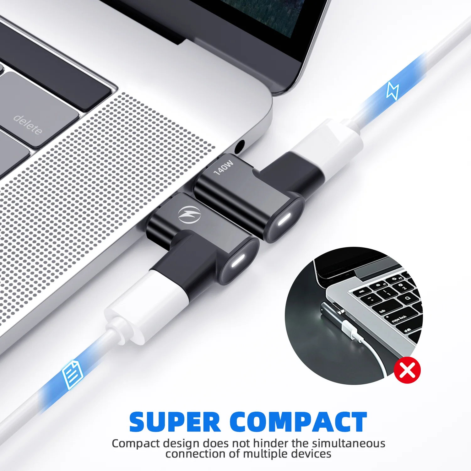 High-Speed USB-C Magnetic Adapter with 140W Fast Charging & 8K Video Support