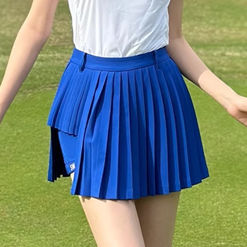 Spring and Summer Golf Women's Rose Red Pleated Skirt Sports High Waist Irregular Skort Pants Ladies Tennis Lesuire Golf Wear