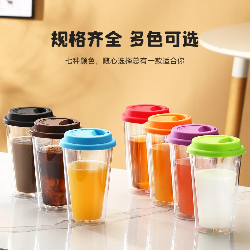 Wwyybfk Tazza Caffè In Vetro Borosilicato 340 Ml (12oz) – Doppia Parete Isolata Con Coperchio In Bambù – Mantiene Caldo